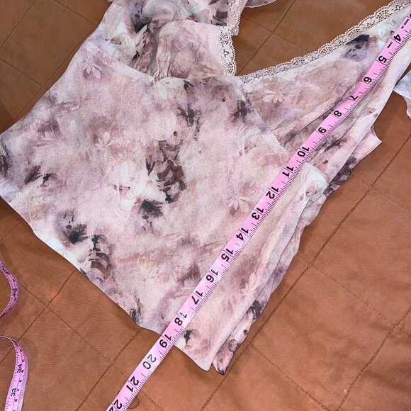 Princess Polly Pink Floral Ruffle V-Neck Top Size4 Cami Y2k - Picture 6 of 8